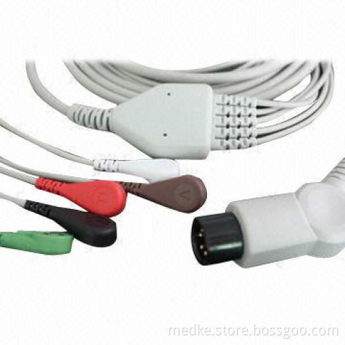 6 pins AAMI 5 leads ECG cable snap